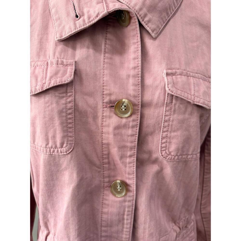 Talbots Pink Utility Jacket Womens Large Cotton Button Front Casual Spring Coat - Picture 4 of 7